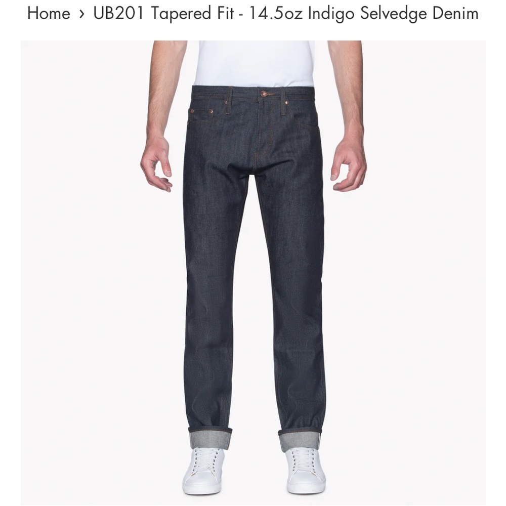 UB201 Tapered Fit Indigo Selvedge Denim Jeans